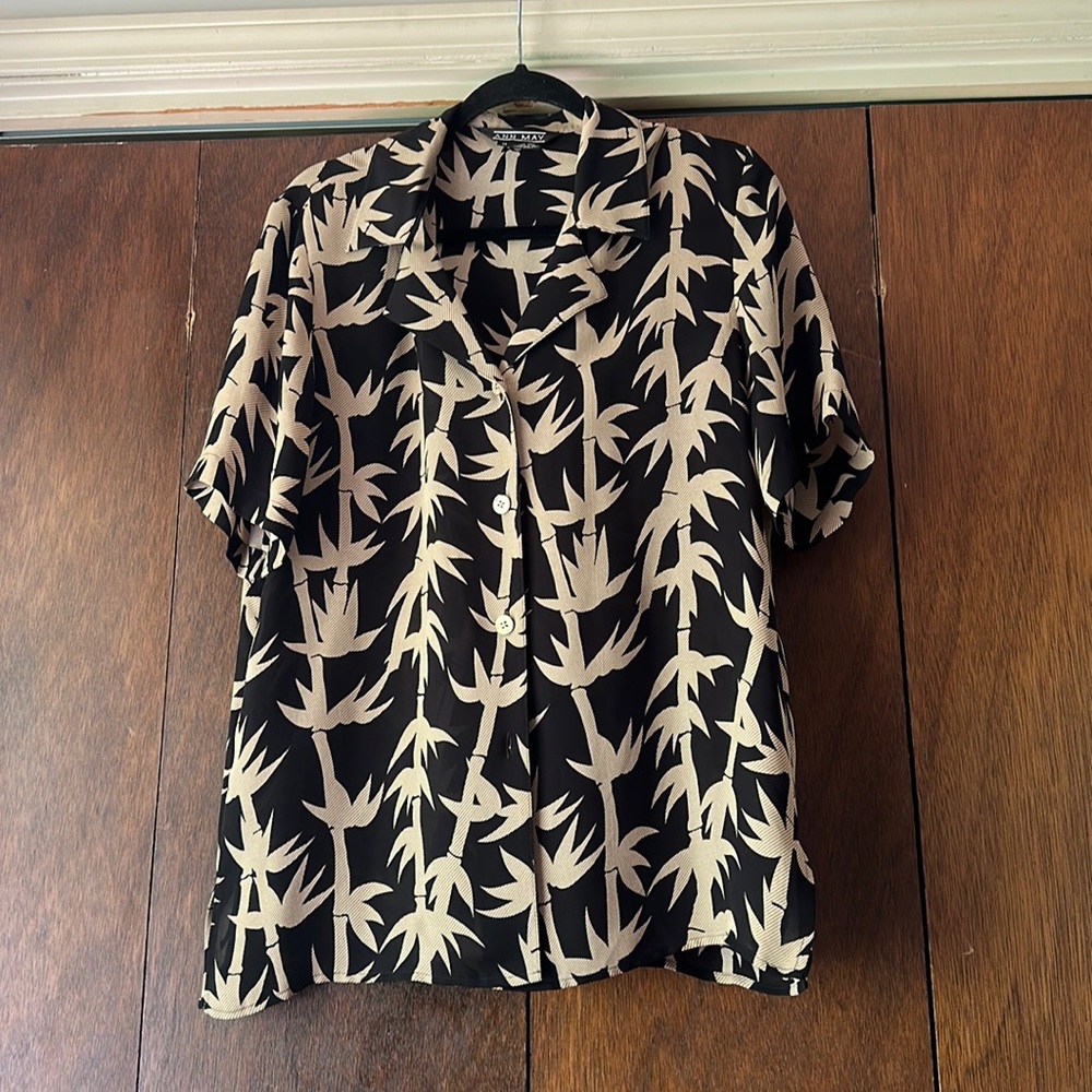 100% Silk Palm Tree Blouse